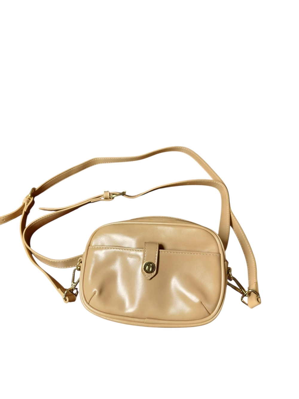 Doterra Tan Leather Crossbody Bag with Gold Hardware